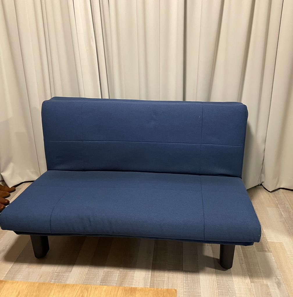 Slaapbank vouwbed met lattenbodem 2-persoons, Huis en Inrichting, Ophalen, Gebruikt, Blauw, Tweepersoons