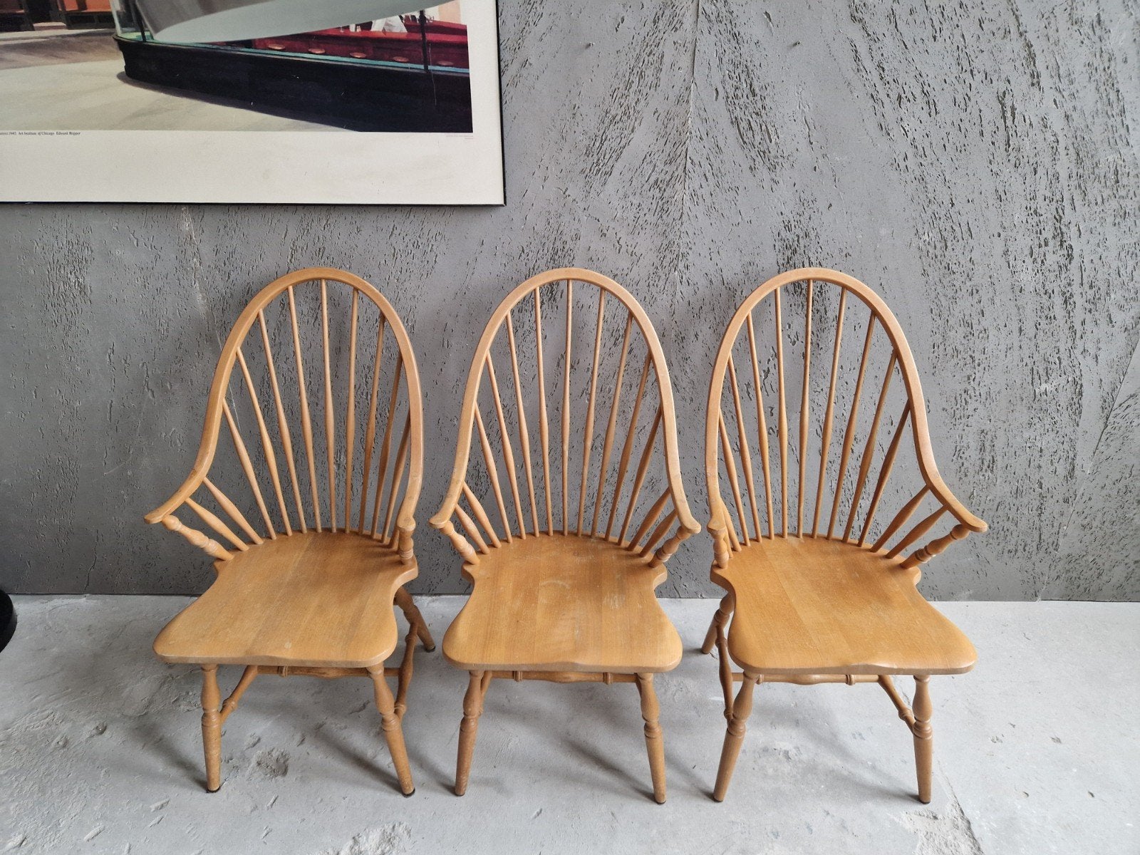 Windsor Set van 3 houten  stoelen met hoge rugleuning, Ophalen