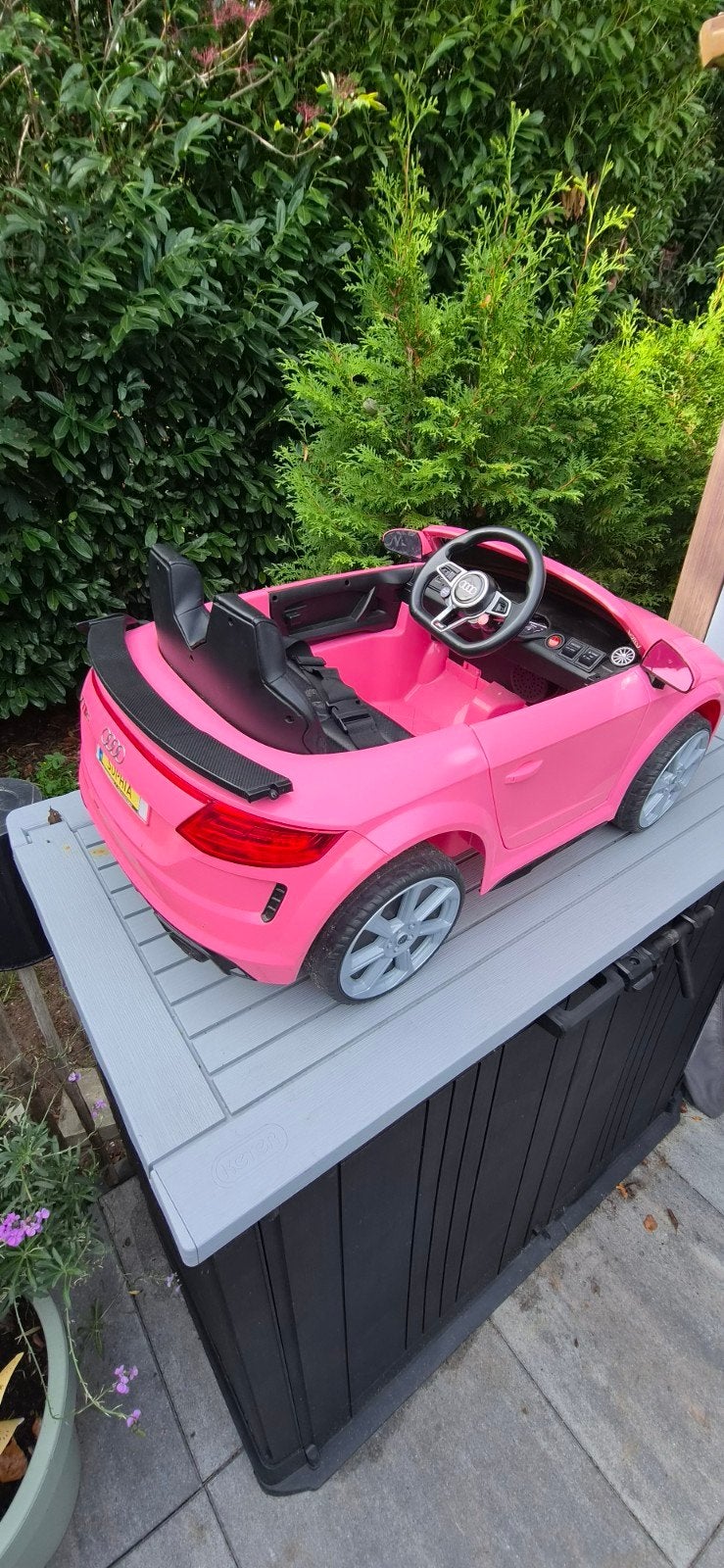 Roze Audi TT RS kinderauto op accu, Kinderen en Baby's, Speelgoed | Buiten | Voertuigen en Loopfietsen, Ophalen of Verzenden, Gebruikt