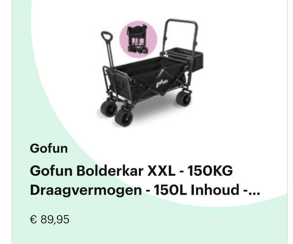 Bolderkar van GoFun. 1x gebruikt., Caravans en Kamperen, Bolderkarren, Ophalen, Zo goed als nieuw