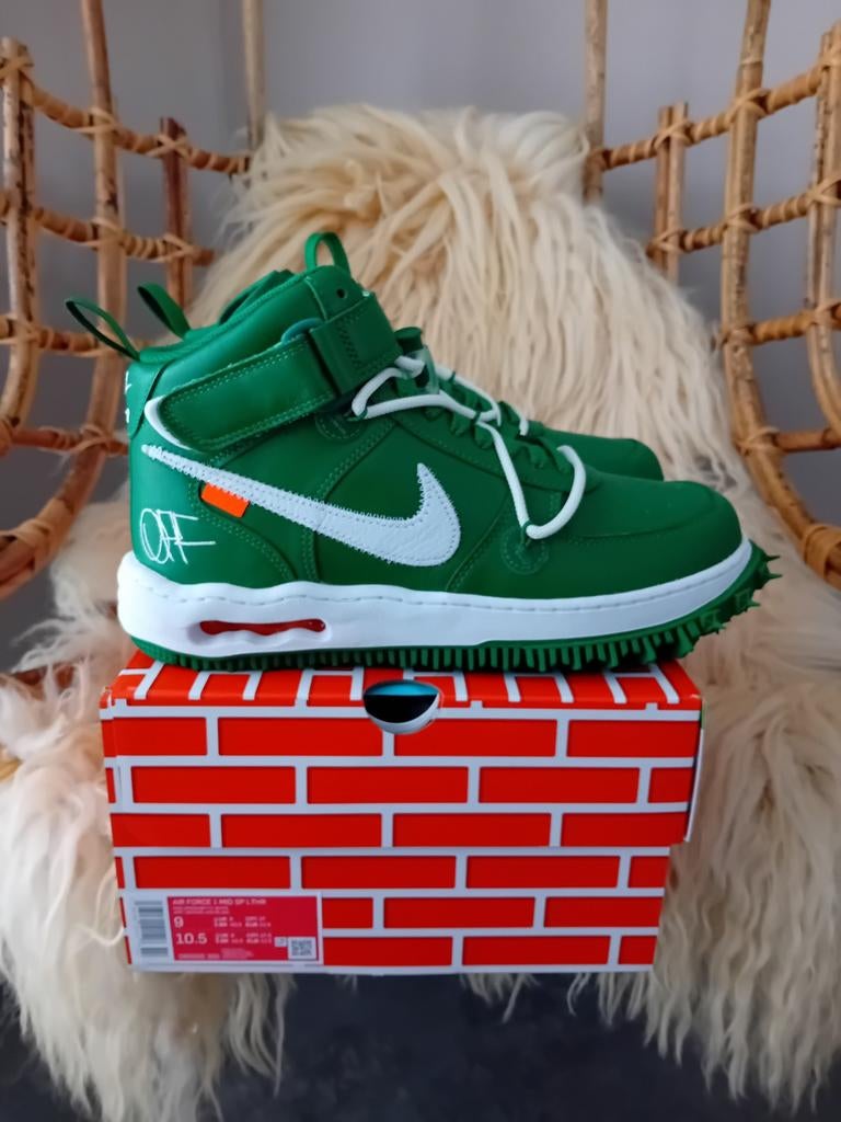 Nike Air Force 1 Mid SP Off-White Pine Green - Maat 42,5, Overige kleuren, Nike, Nieuw, Ophalen of Verzenden