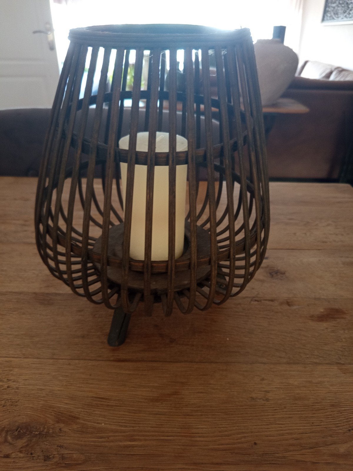 Rotan lantaarn, Ophalen, Gebruikt, Natuurlijk materiaal, Bruin