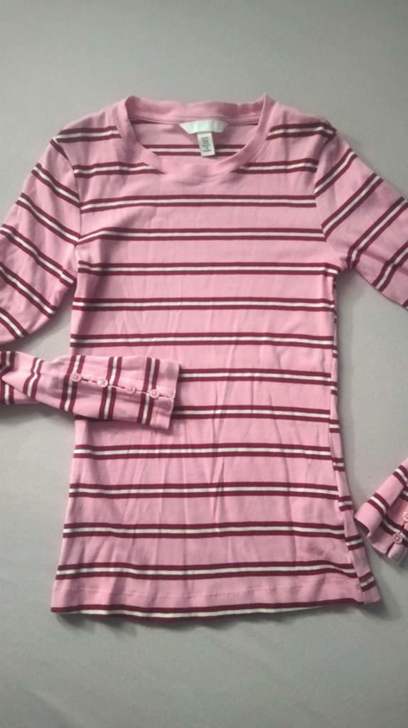 NIEUW Shirt HM maat S roze rood streep, Kleding | Dames, Nieuw, Ophalen of Verzenden, Korte mouw, Roze