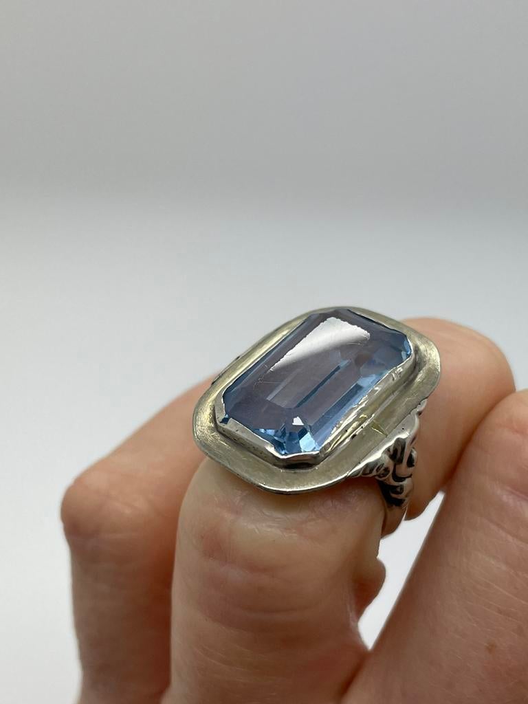 C955 Prachtige zilveren ring art deco maat 16,25, Ophalen of Verzenden, Zilver, Ring