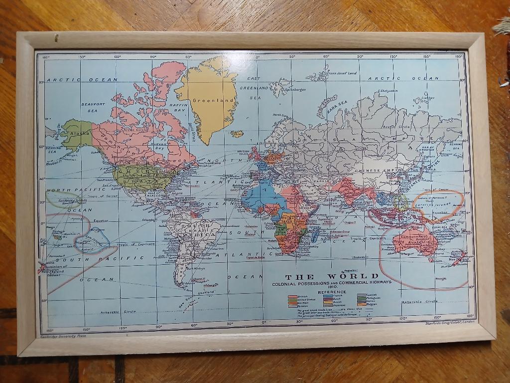 De wereld in 1910 landkaart in lijst (Bijk-45), Ophalen, 1800 tot 2000, Nederland, Landkaart