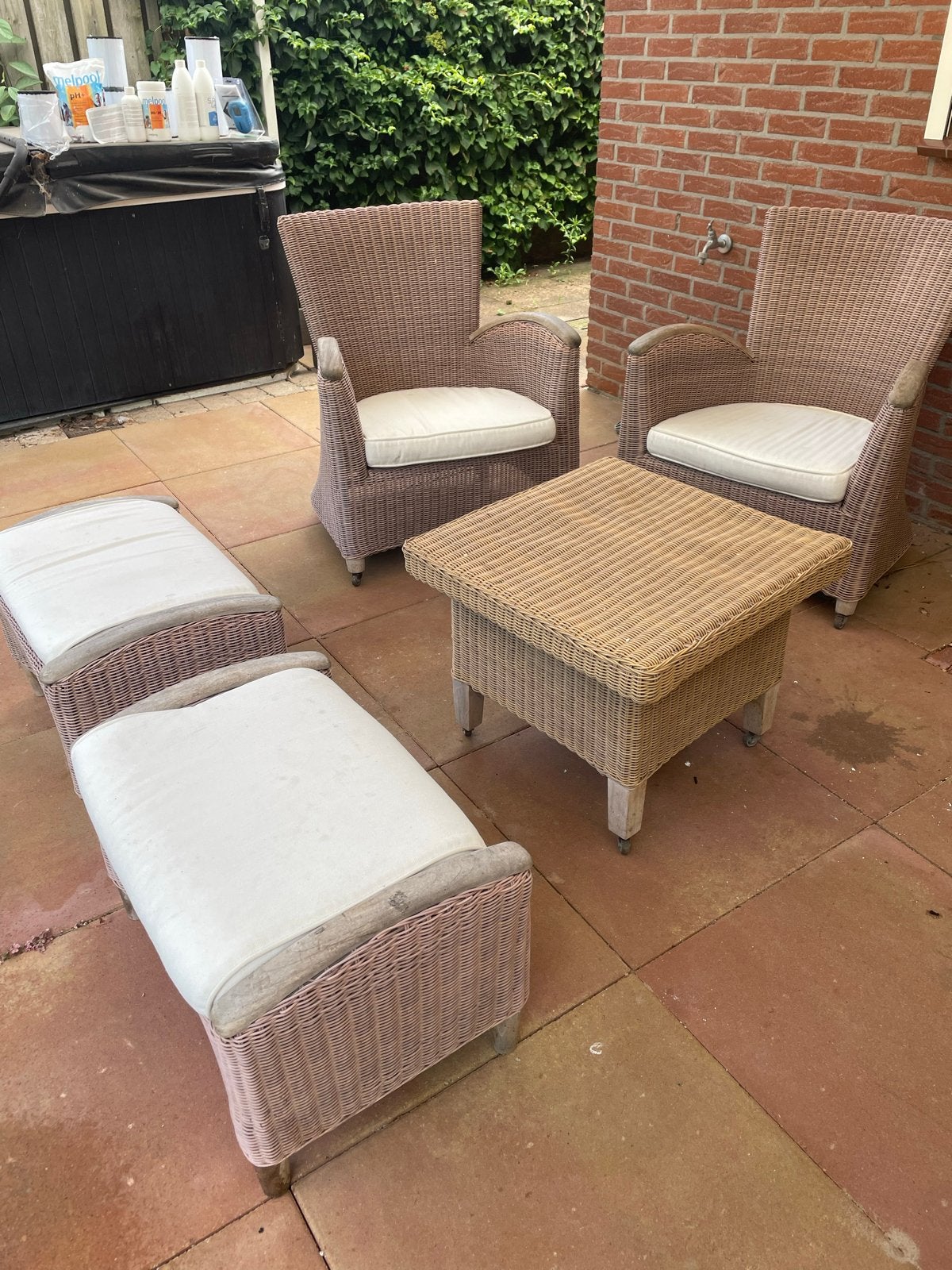 Loungeset 4 Seasons Outdoor Wicker met kussens, Tuin en Terras, Tuinsets en Loungesets, Ophalen, 4 zitplaatsen, Gebruikt, Loungeset