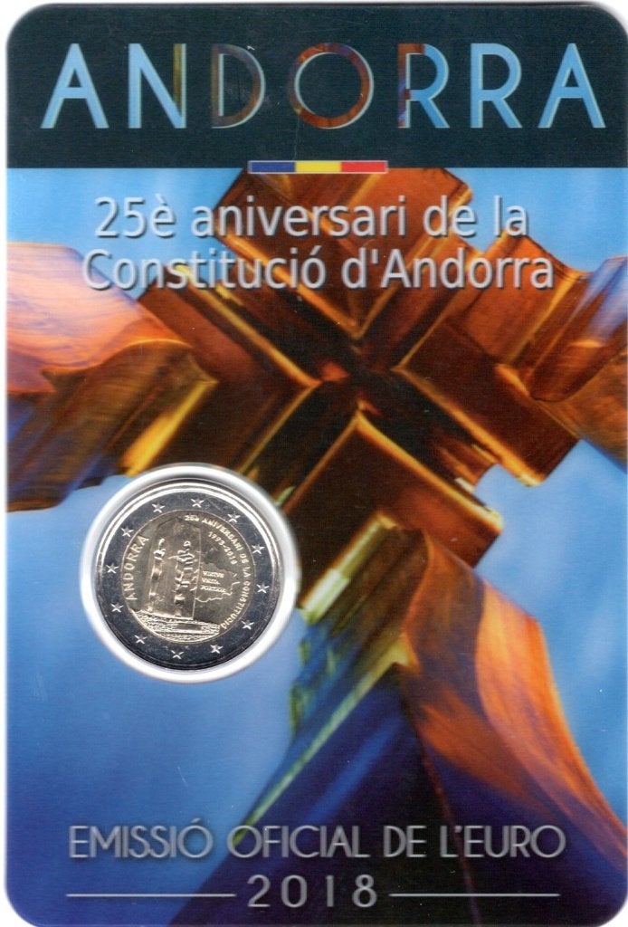 2 Euro Andorra 2018 in BU blister - 35 jaar Grondwet, Verzenden, Overige landen, 2 euro, Losse munt