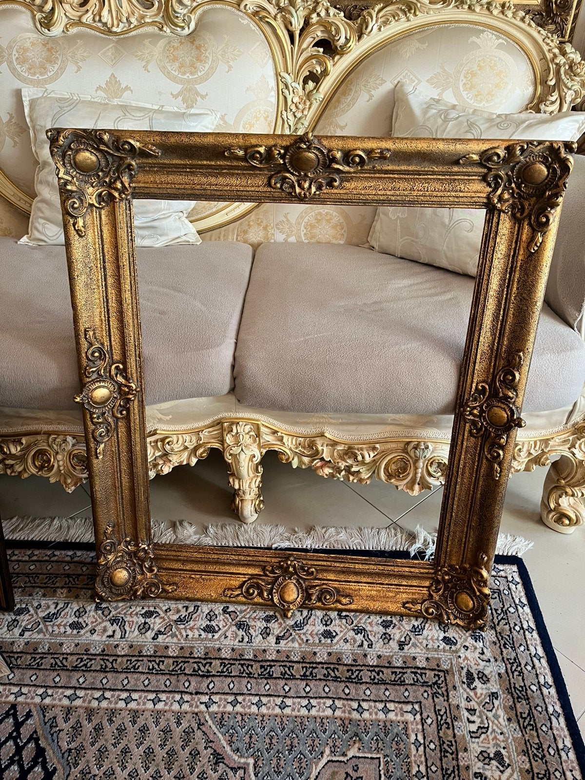 Antiek houten barok lijst, Ophalen, Rechthoekig, 50 tot 100 cm