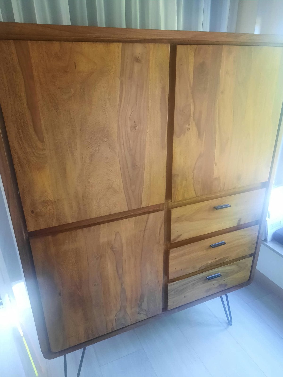 Kast van Mango hout, Ophalen, Zo goed als nieuw, Minder dan 150 cm, 150 tot 200 cm