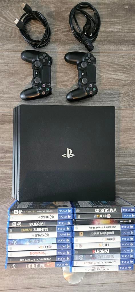 Playstation 4 Pro 1 TB met 2 controllers en games, Spelcomputers en Games, Spelcomputers | Sony PlayStation 4, Ophalen, Gebruikt