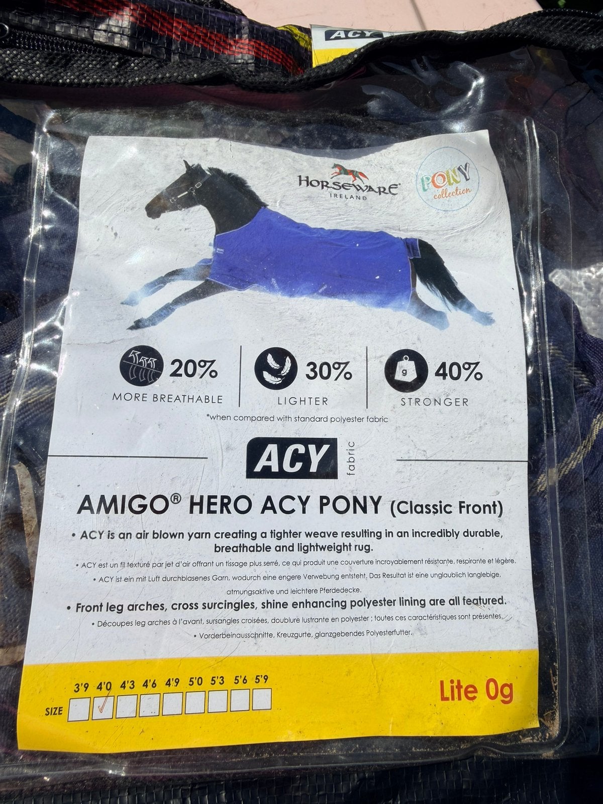 Regendeken Horseware Amigo Hero ACY pony maat 4 en 0 grams, Gebruikt, Shetlander/Mini, Ophalen of Verzenden, Horseware
