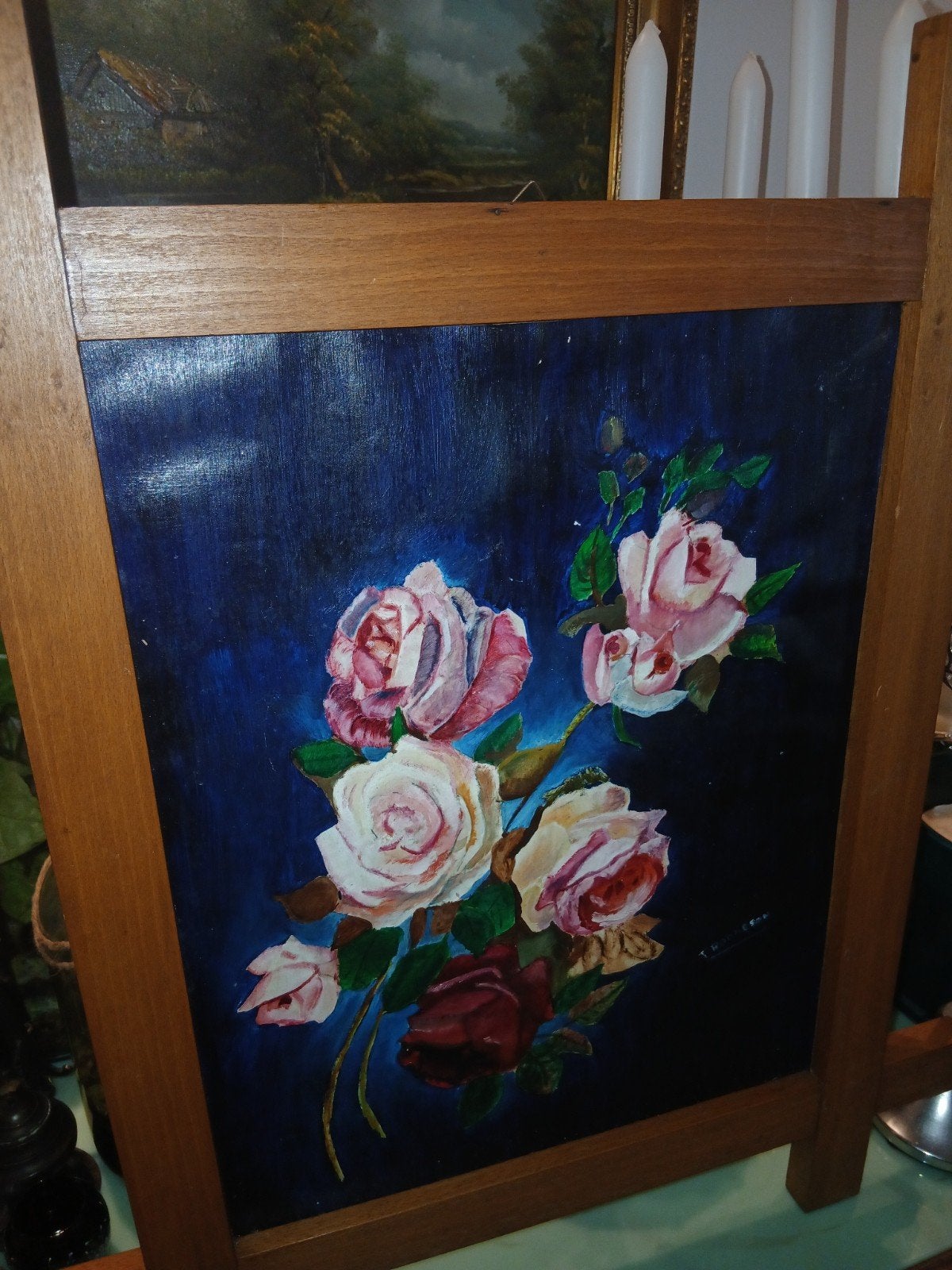 Schilderij met rozen, gesigneerd T. Robbeson, Antiek en Kunst, Kunst | Schilderijen | Klassiek, Ophalen of Verzenden