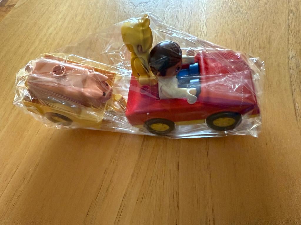 Lego Vintage Duplo rode auto met poppetje en baby en varken, Kinderen en Baby's, Ophalen, Gebruikt, Losse stenen, Duplo
