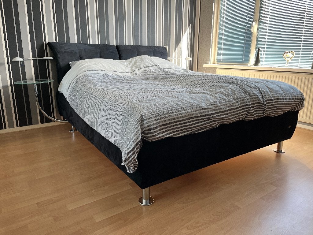 2 persoons Ruf bed 160x200 bijna alles verstelbaar, Ophalen, Overige materialen, Verstelbaar, Zwart