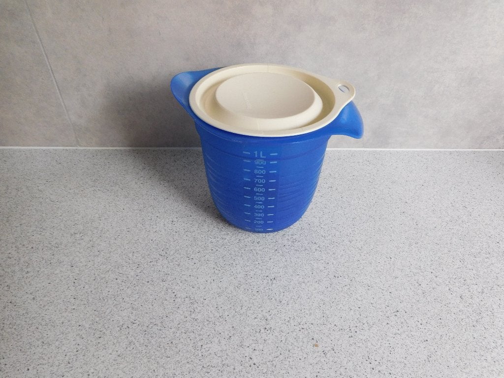 Tupperware Combiplus Maatkan 1 Ltr.  Blauw, Huis en Inrichting, Keuken | Tupperware, Ophalen of Verzenden, Zo goed als nieuw, Blauw