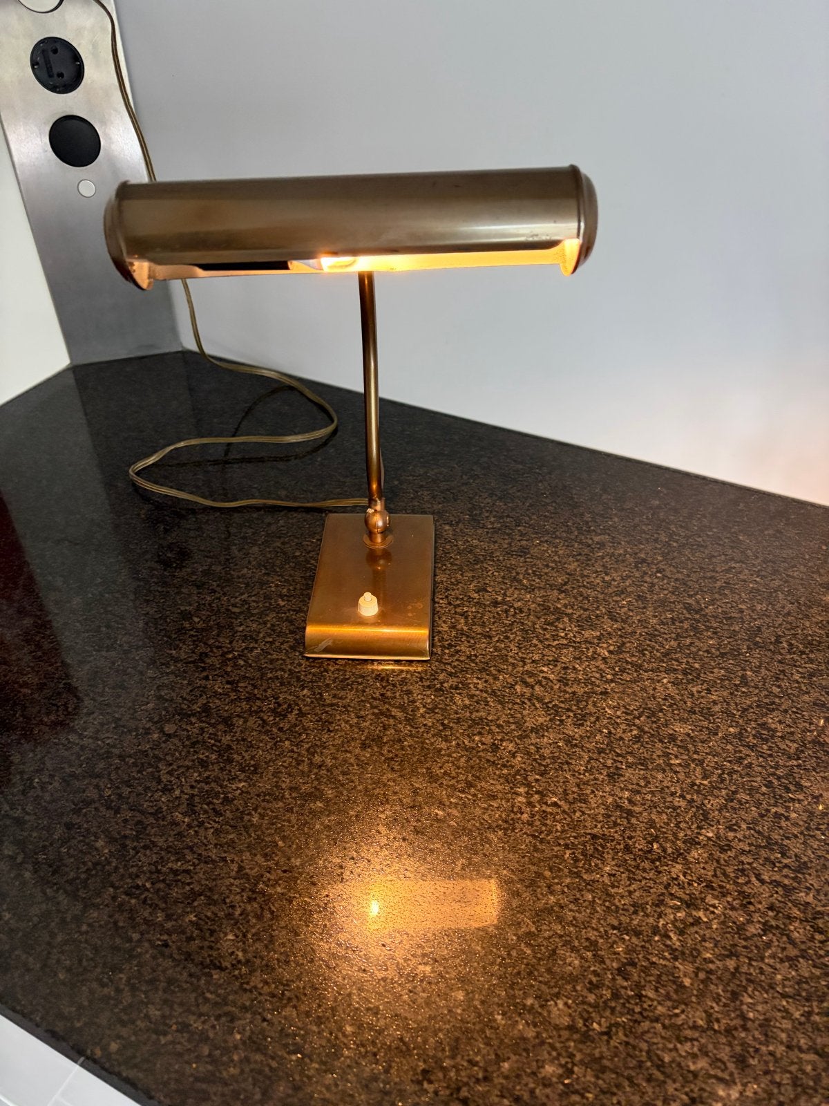 Vintage messing piano/bureau lamp, Bureaulamp, Gebruikt, E14 (klein), Ophalen of Verzenden