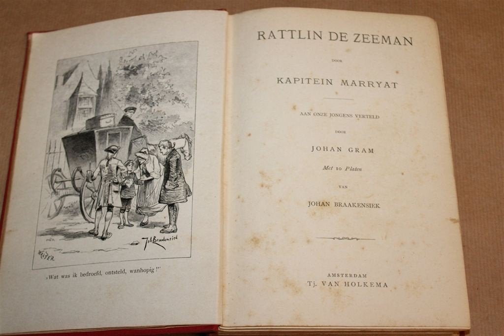 Rattlin de Zeeman — Marryat, Van Holkema 1888 met 10 Platen, Ophalen of Verzenden, Gelezen
