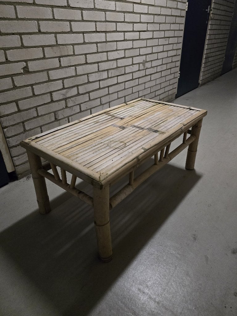Bamboe tafel voor buiten, Ophalen, Overige materialen, Gebruikt, 75 cm of meer