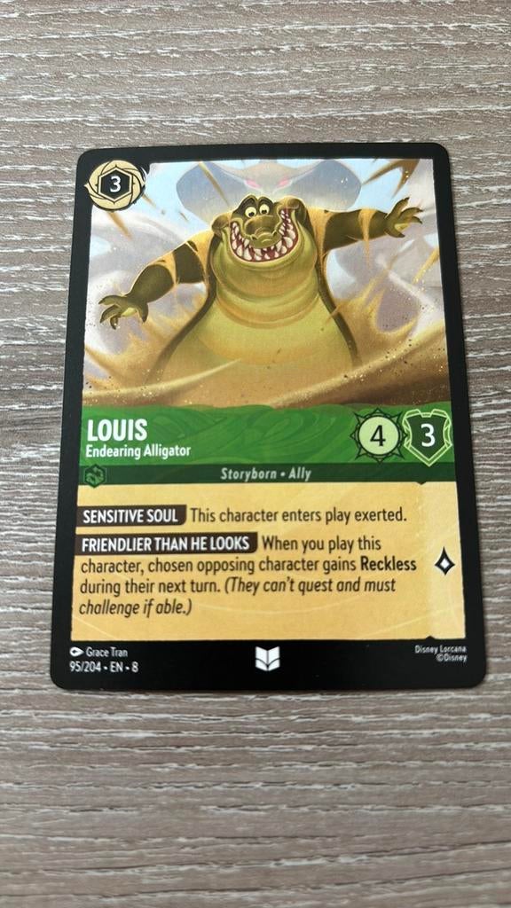 Disney Lorcana Louis endearing alligator 95-204 8JAF nonfoil, Hobby en Vrije tijd, Ophalen of Verzenden, Zo goed als nieuw, Losse kaart