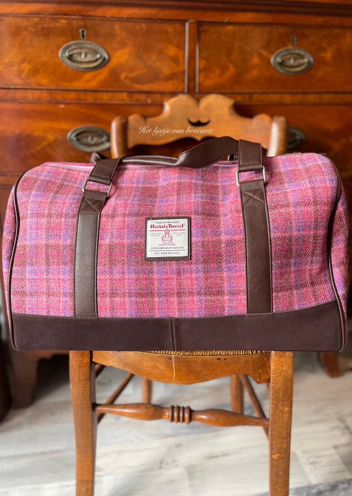 Schotse Harris Tweed Weekendtas Pink Check, Overige kleuren, Info@lijstjevanbrocante.nl, Ophalen of Verzenden, Westdijk 41 3241 GT Middelharnis