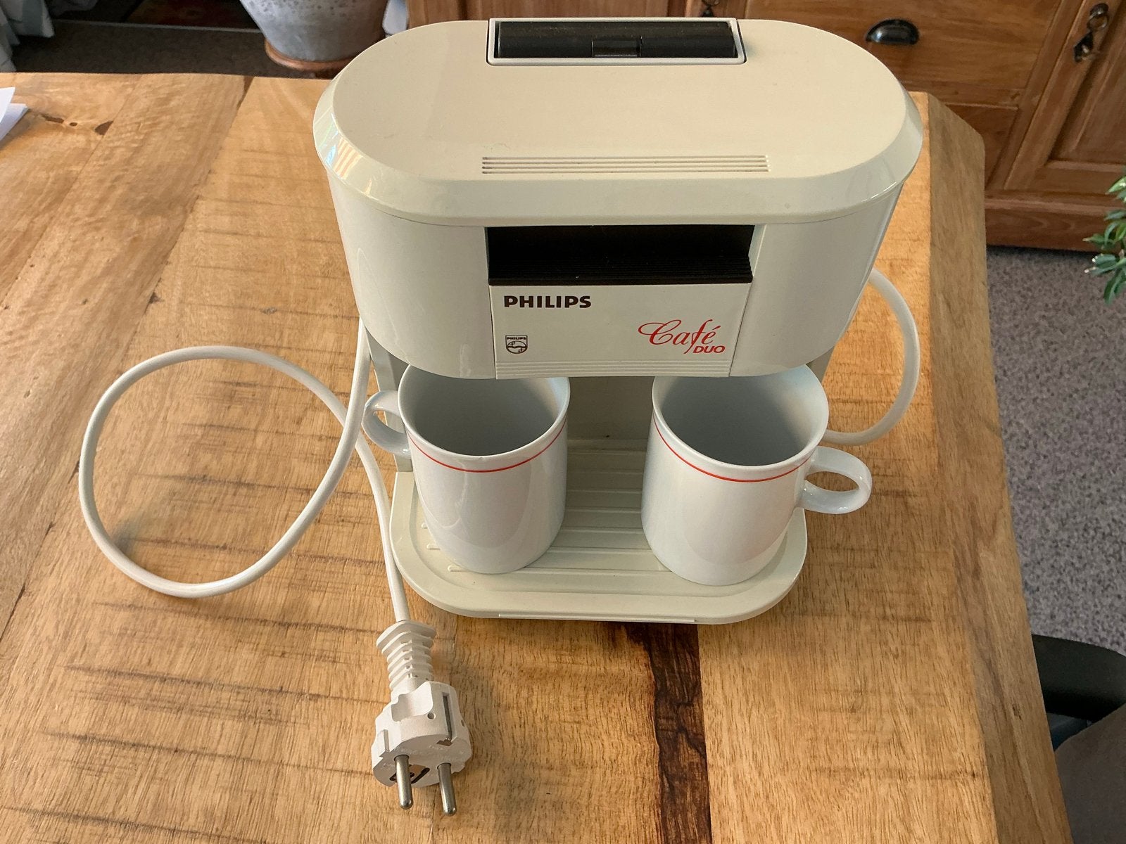 Philips Café Duo 2-kops koffiezetapparaat - ideaal voor camp, Ophalen, Gebruikt, Koffiemachine, Gemalen koffie