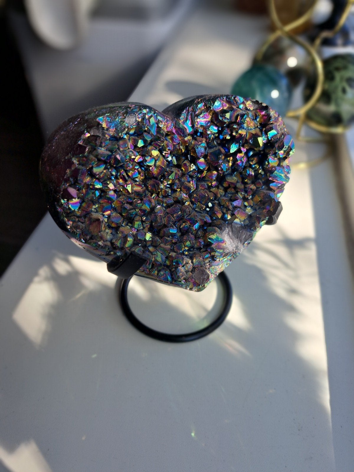 Rainbow Aura kwartskristalcluster., Ophalen of Verzenden, Mineraal