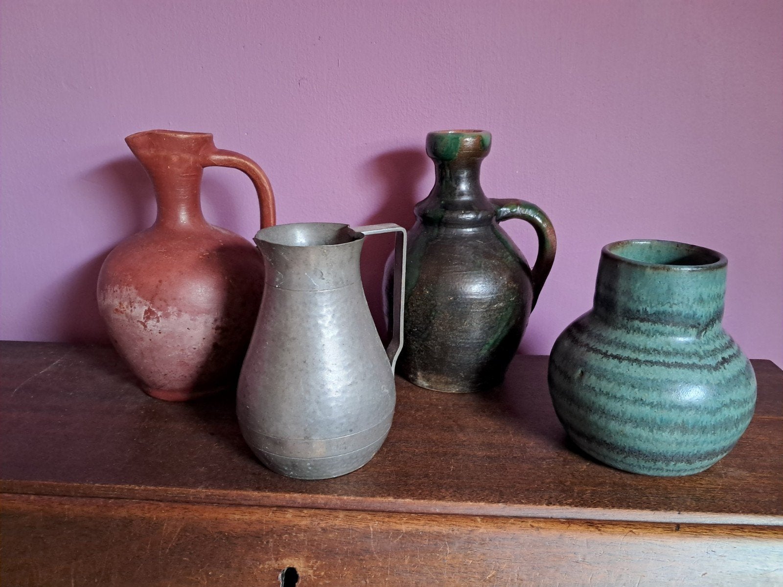 Een gave set antieke  kannen en bolvaas, Antiek en Kunst, Antiek | Keramiek en Aardewerk, Ophalen