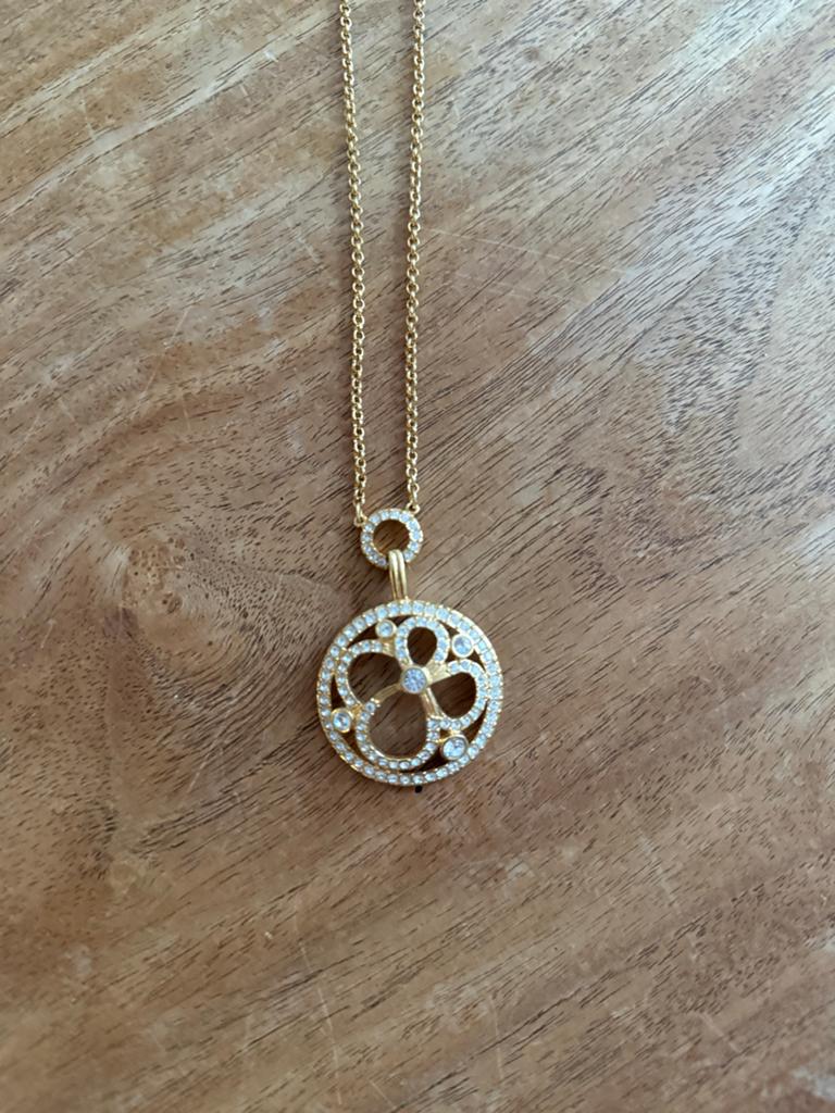 Gouden ketting met Swarovski kristallen hanger, Sieraden, Tassen en Uiterlijk, Kettingen, Zo goed als nieuw, Goud, Met hanger