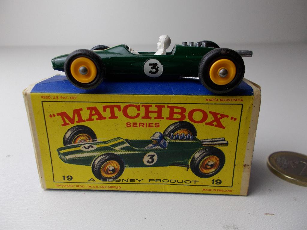 1965 Matchbox Series Lesney Nr.19 LOTUS FORMULE 1 + DOOSJE!