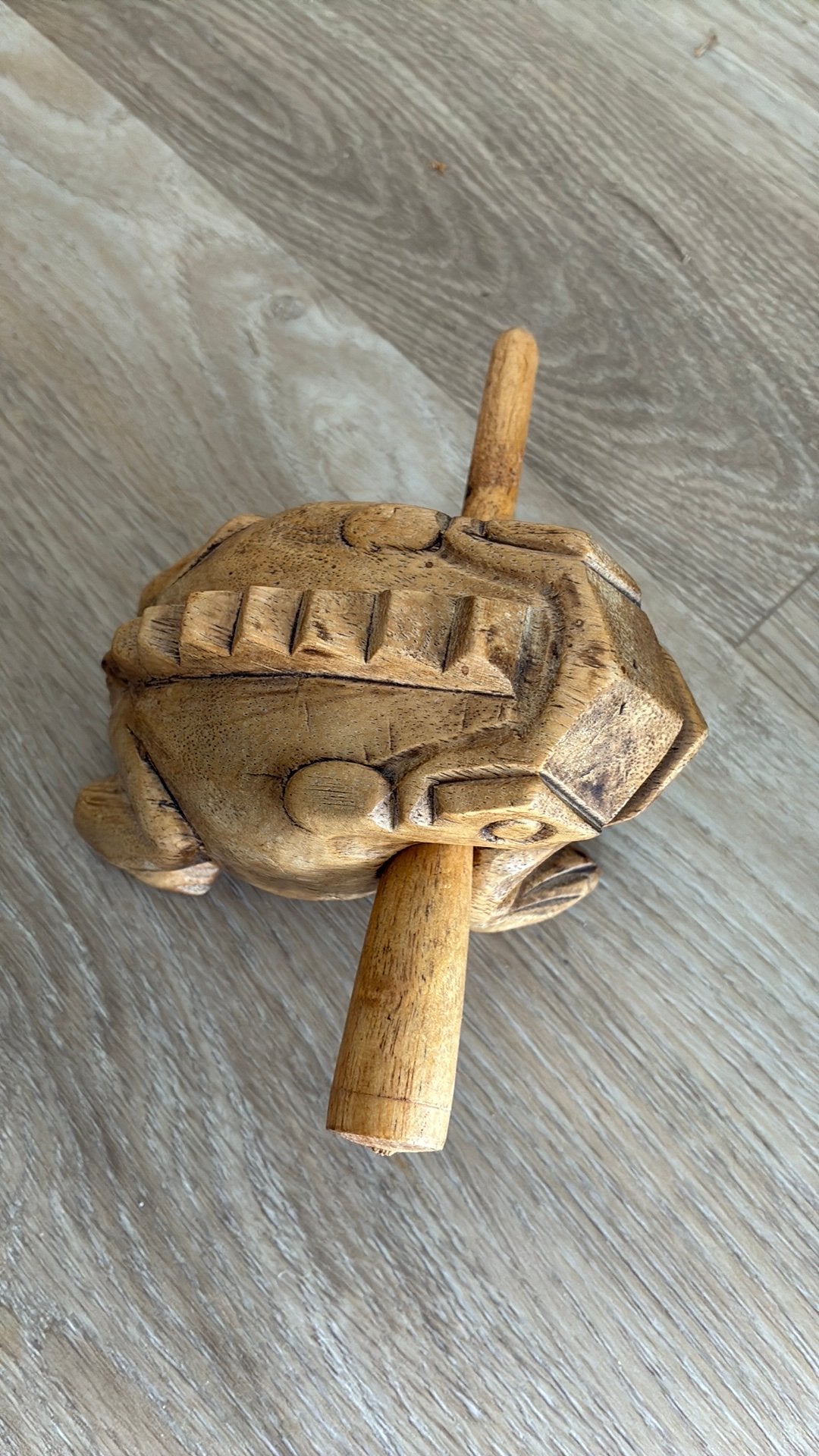 Houten kikker guiro | kikker woodblock | 12 cm, Ophalen of Verzenden, Zo goed als nieuw, Overige soorten