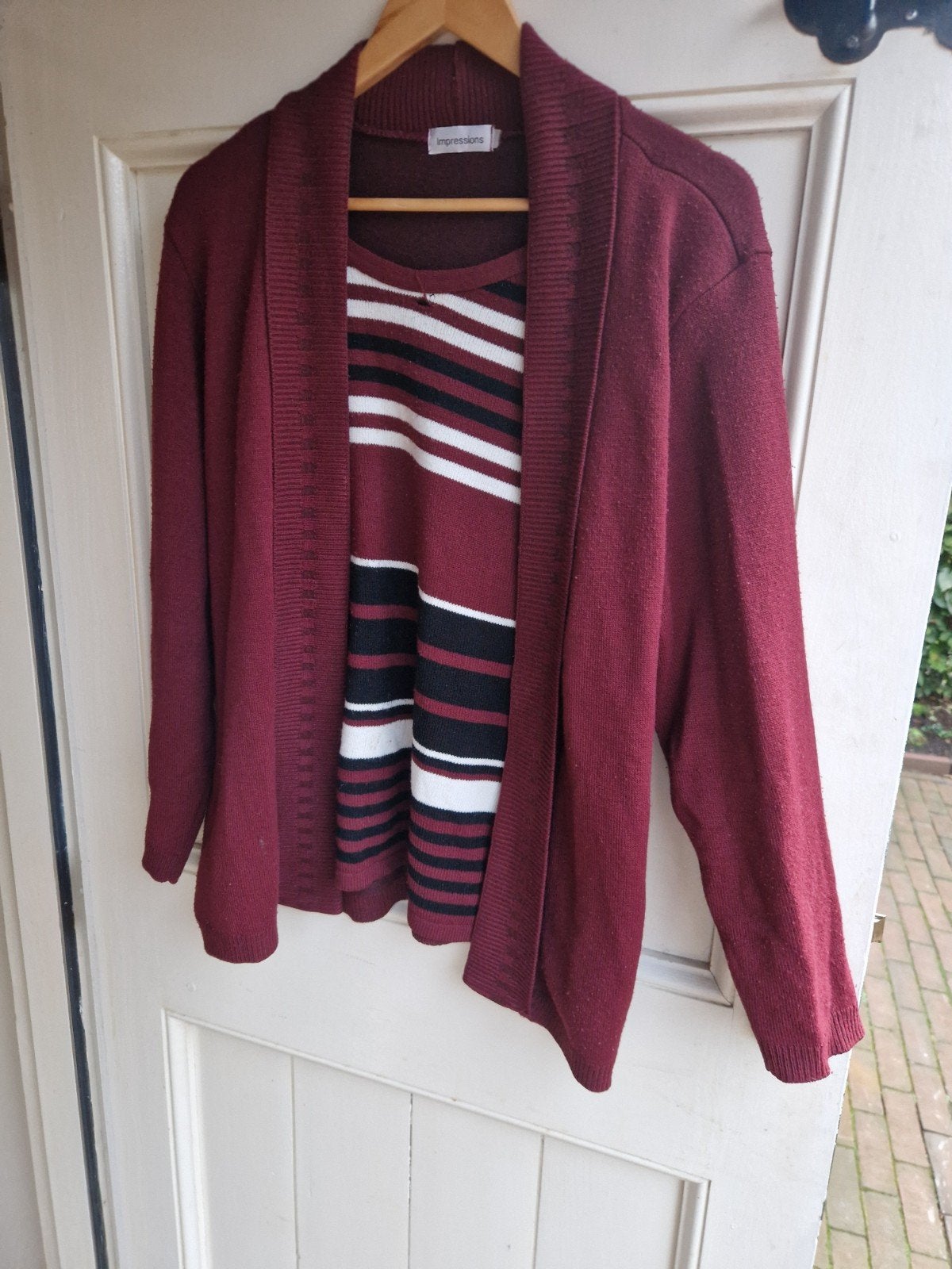 BORDEAUX TWIN SET MAAT 46, Kleding | Dames, Ophalen of Verzenden, Maat 46/48 (XL) of groter, Rood