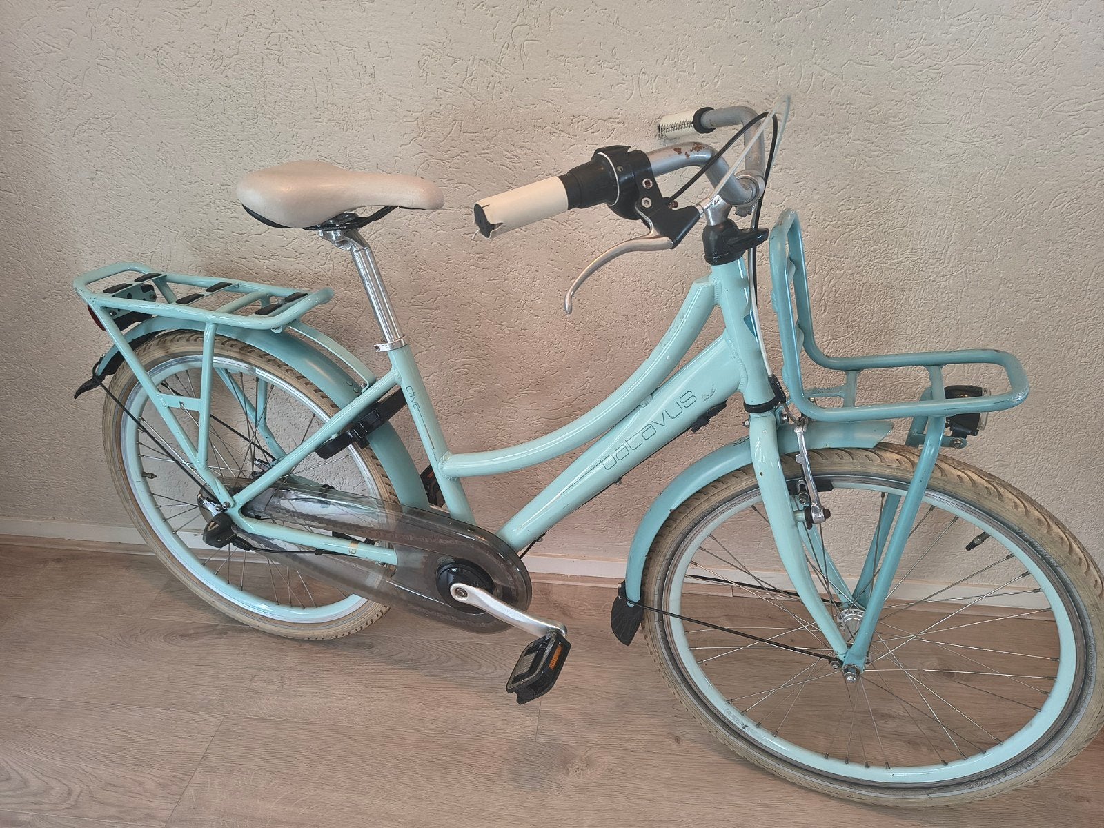 Batavus Divo damesfiets met voordrager - Lichtblauw, Terugtraprem, Gebruikt, Batavus, Ophalen of Verzenden