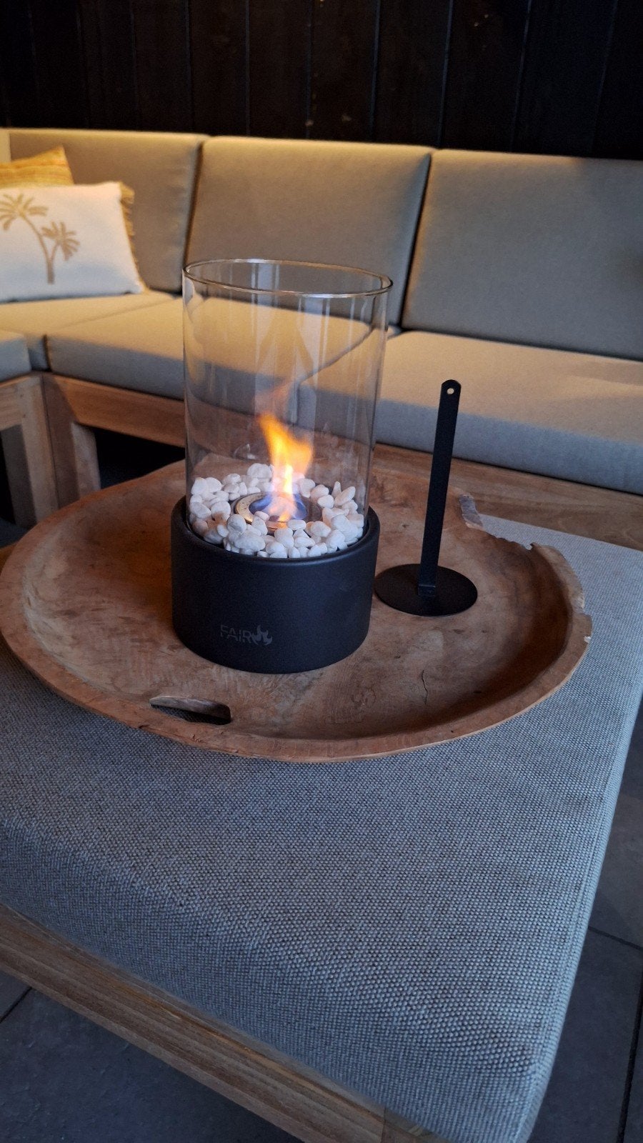 Fair Bio-Ethanol Sfeerhaard met Glas en Sierstenen, Huis en Inrichting, Woonaccessoires | Overige, Nieuw, Metaal, Zwart, Modern