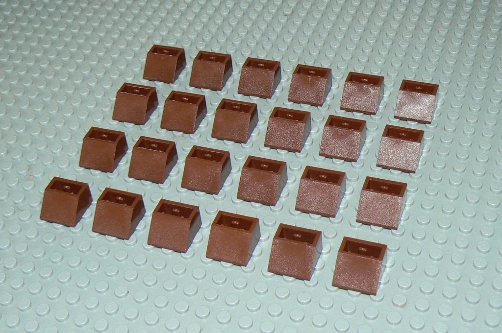 L264 Omgekeerde dakpannen 2x2 roodbruin 24 st., Ophalen of Verzenden, Nieuw, Losse stenen, Lego