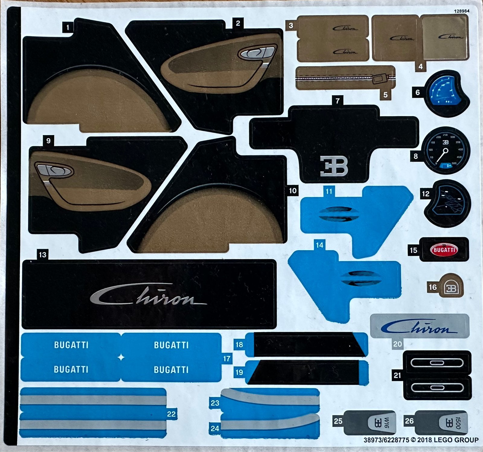 Stickervel Lego Technic Bugatti Chiron 42083 origineel!, Lego, Accessoire, Nieuw, Ophalen of Verzenden
