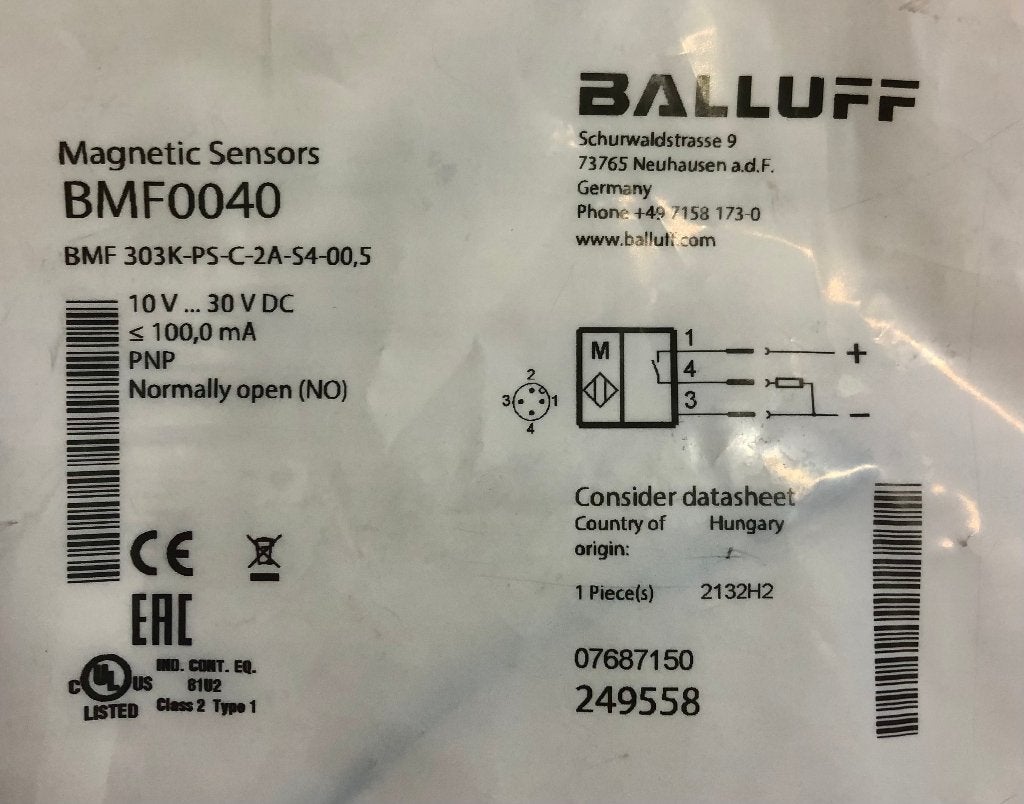 BALLUFF - Magneetsensor - BMF0040 - Naderingsschakelaar, Ophalen of Verzenden, Nieuw