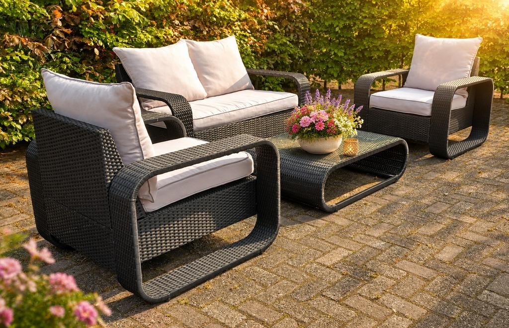 Moderne design Polyratan Loungeset - All Weather 4 delig, Tuin en Terras, Tuinsets en Loungesets, Ophalen, Loungeset, Overige materialen