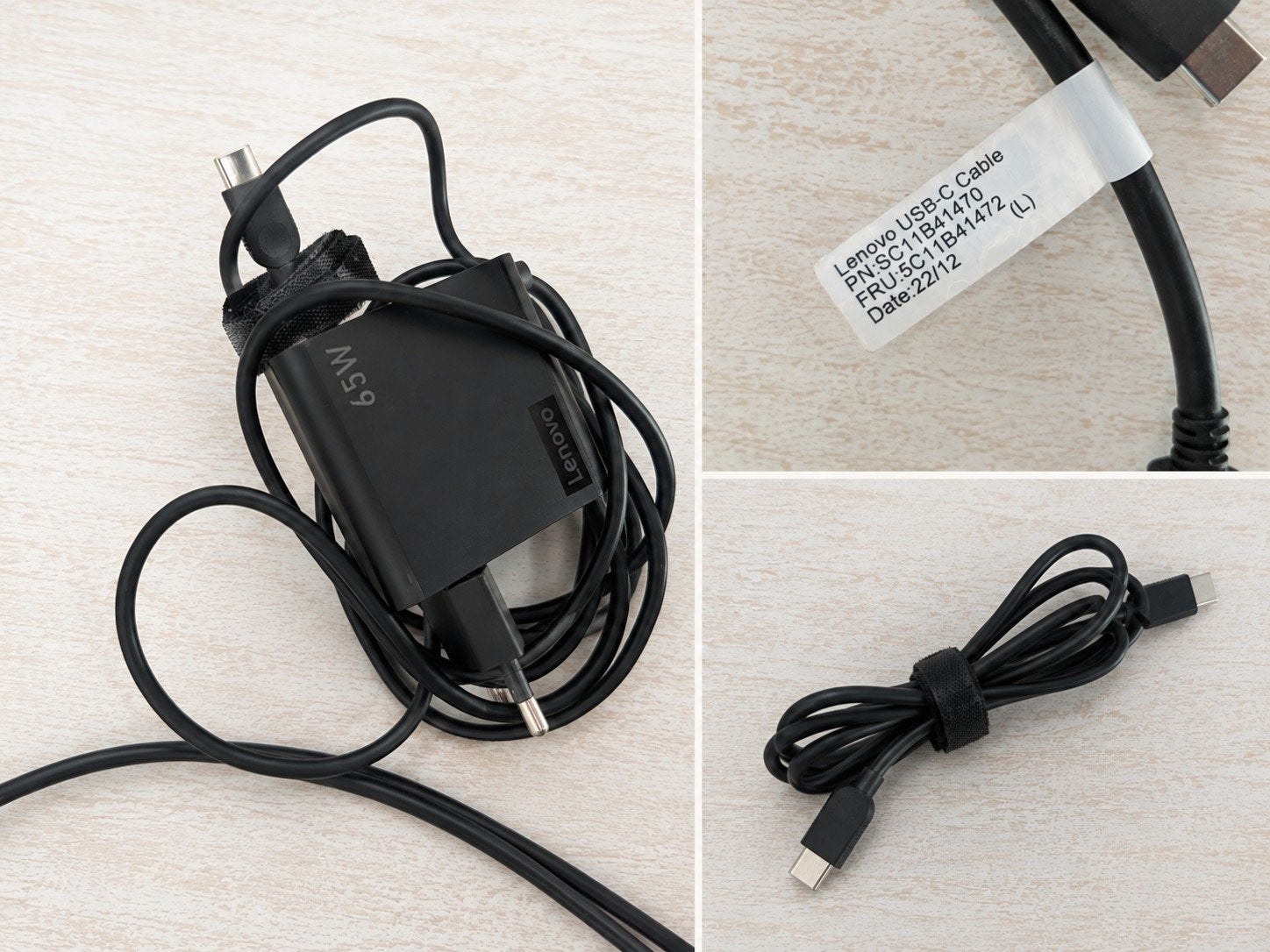 Originele Lenovo 65W USB-C oplader met extra laadkabel, Computers en Software, Laptop-opladers, Ophalen, Zo goed als nieuw