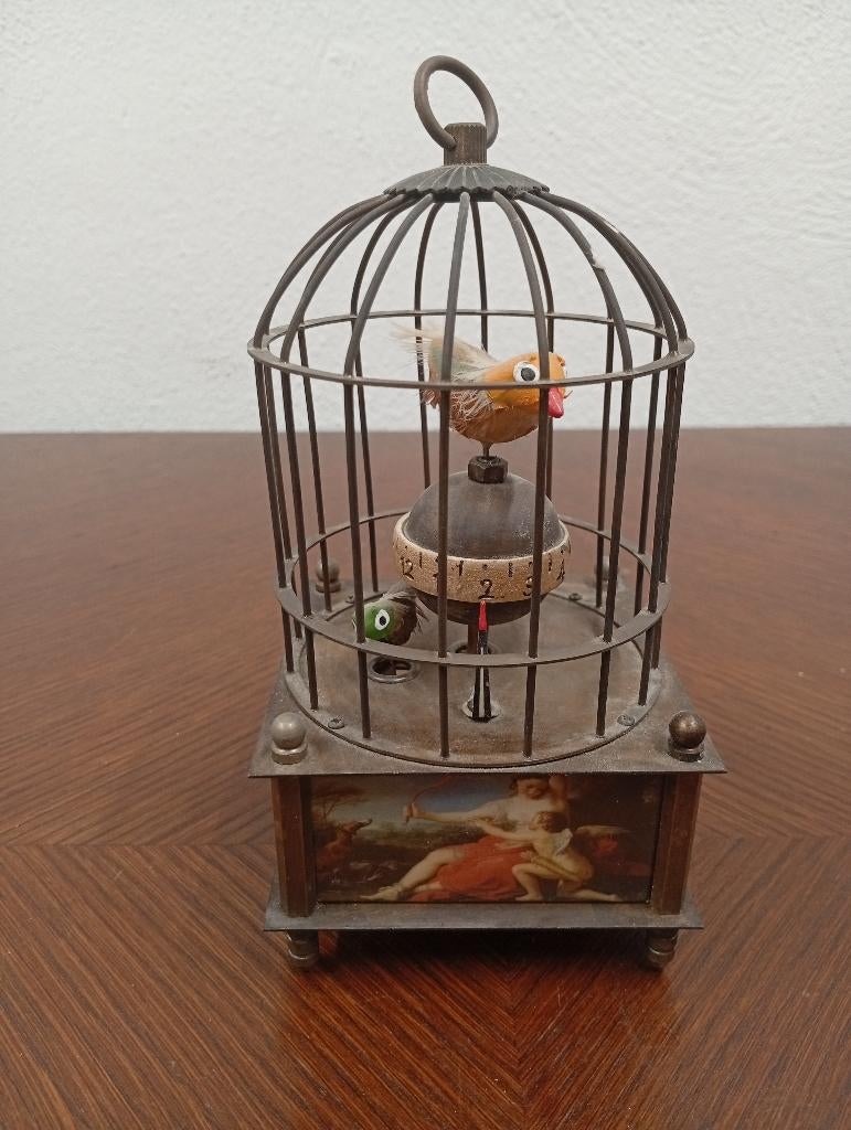 Vintage Vogelkooi-klok - Mechanisch & Werkend!, Ophalen of Verzenden