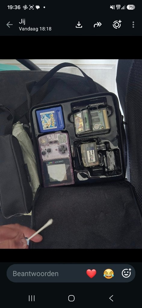 Game Boy Color Atomic Purple set met Pokémon Blue en tas, Ophalen of Verzenden, Gebruikt, Game Boy Color, Met games
