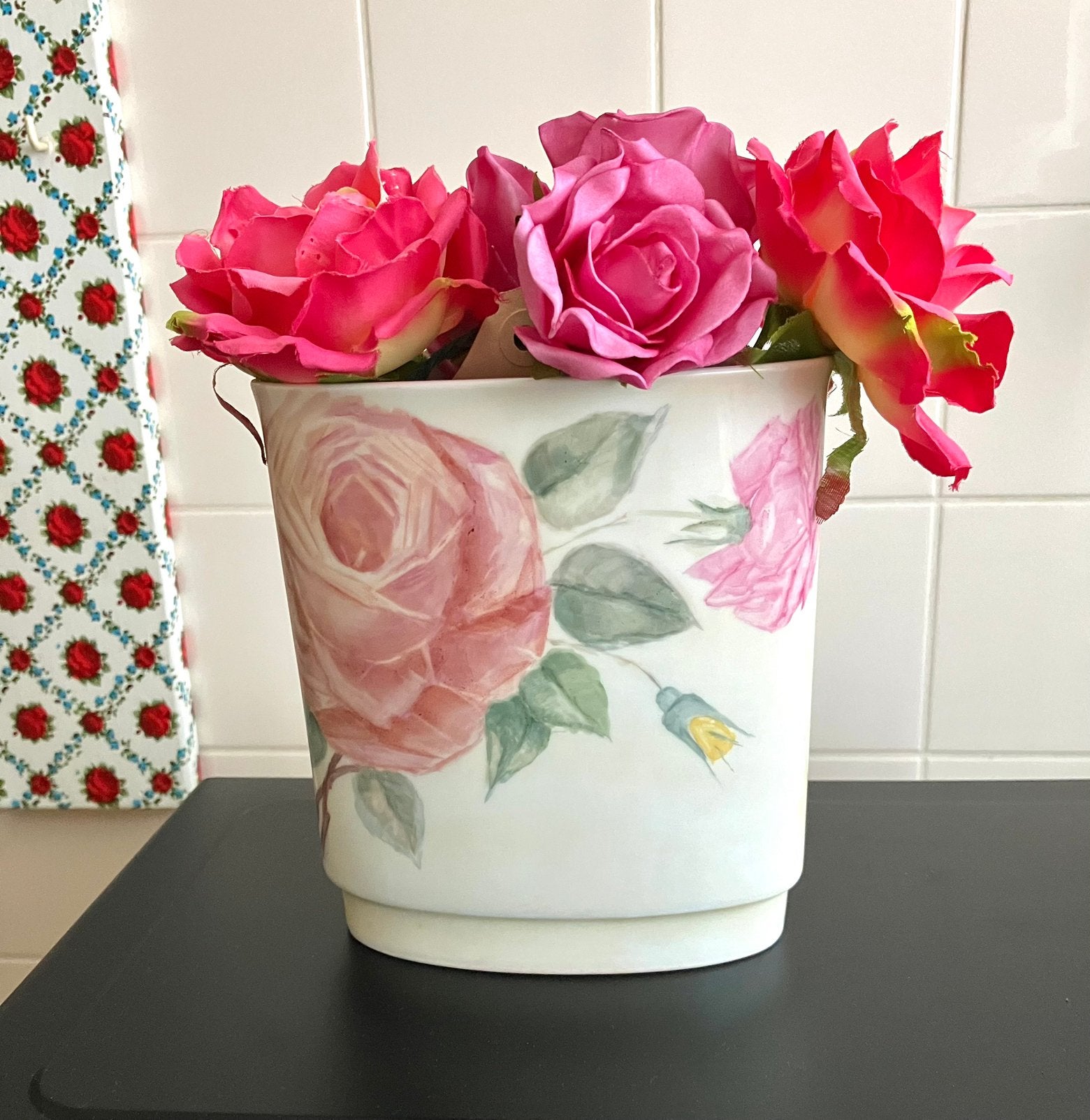 Ovale vaas, Wunsiedel Bavaria, Floral afbeelding rozen 🌹, Antiek en Kunst, Ophalen of Verzenden