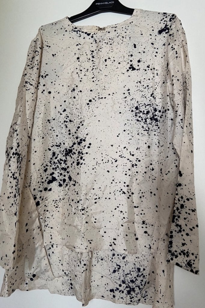 Max Mara blouse zijde creme zwart S/M, Kleding | Dames, Blouses en Tunieken, Ophalen of Verzenden, Nieuw, Maat 38/40 (M), Zwart