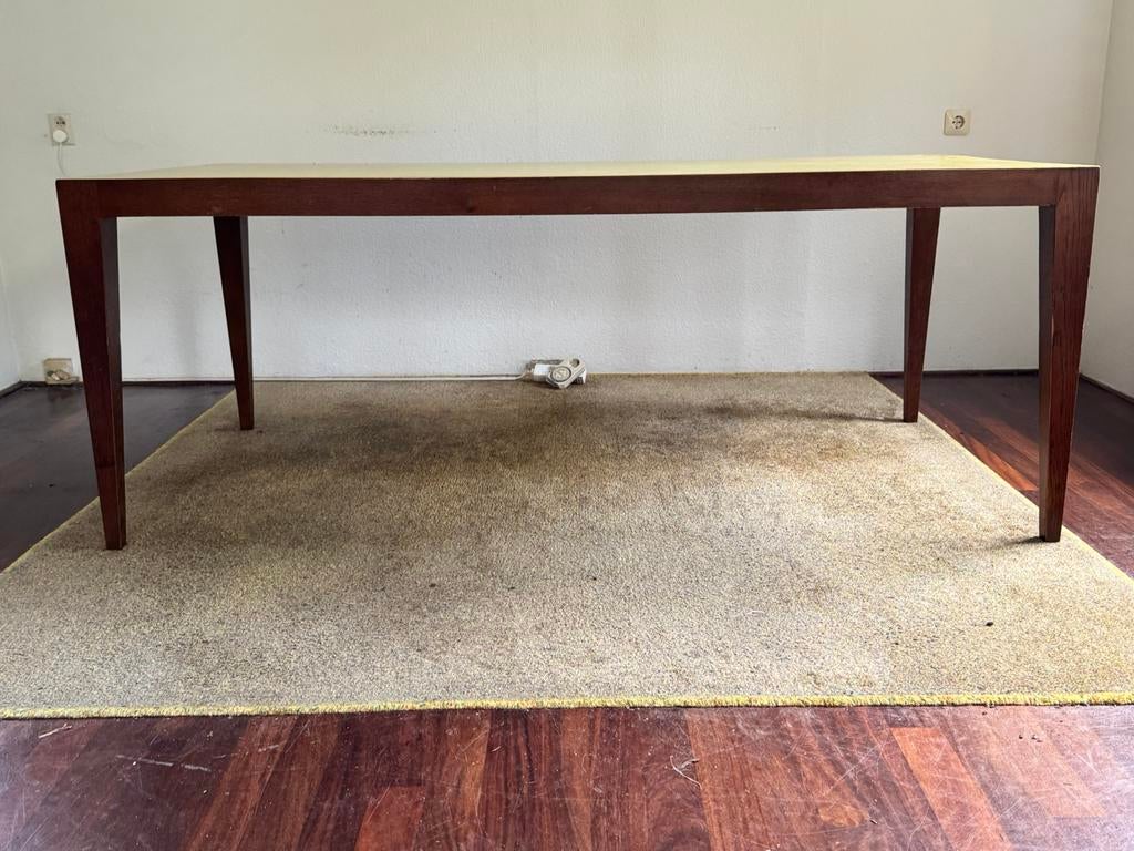 Houten eettafel, strak design, Ophalen, 75 cm of meer, Zo goed als nieuw, 150 tot 200 cm