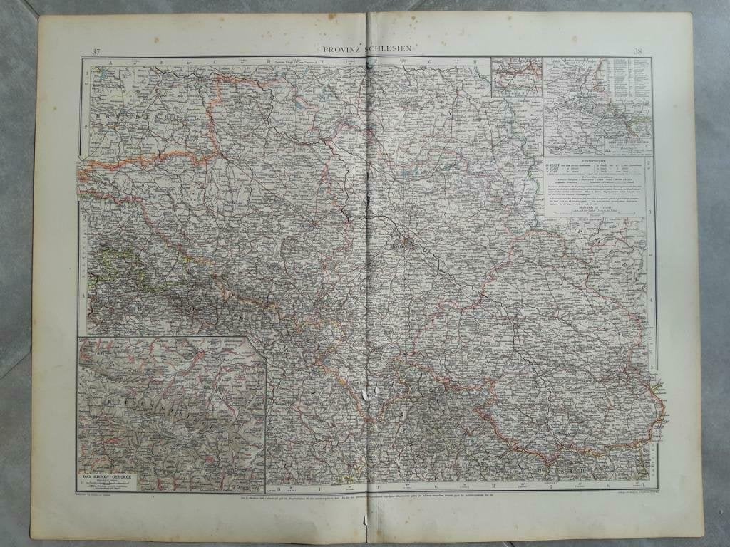 37-38/ Provinz Schlesien Duitsland Litho uit 1899, Ophalen of Verzenden