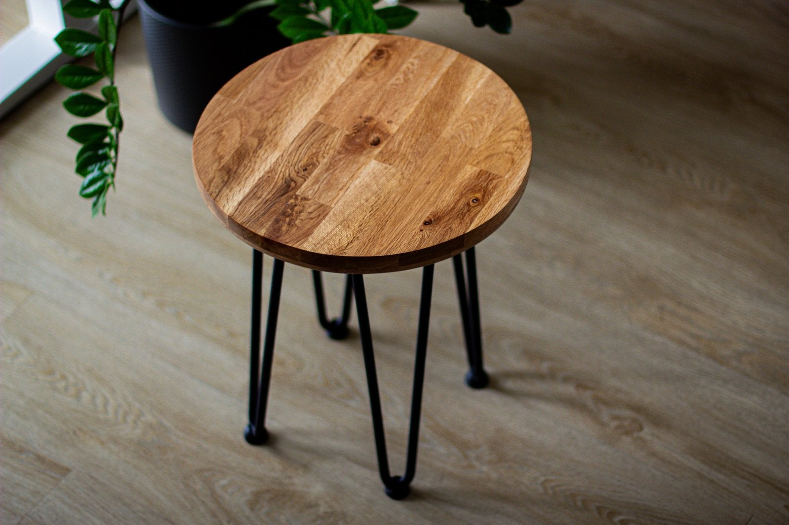 Massief Eiken Bijzettafel Ø38 | Japandi | Handgemaakt, Huis en Inrichting, Tafels | Bijzettafels, Minder dan 45 cm, Minder dan 55 cm