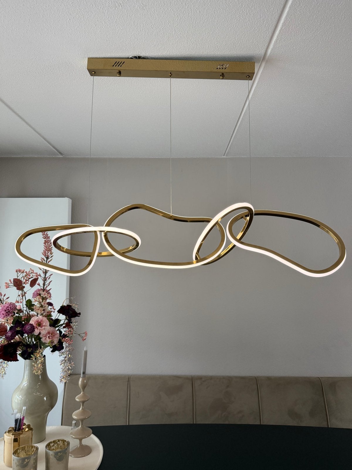 Richmond Flyn look hanglamp - Goud kleur - dimbaar, Ophalen of Verzenden, Zo goed als nieuw, Metaal, Overige fittingen
