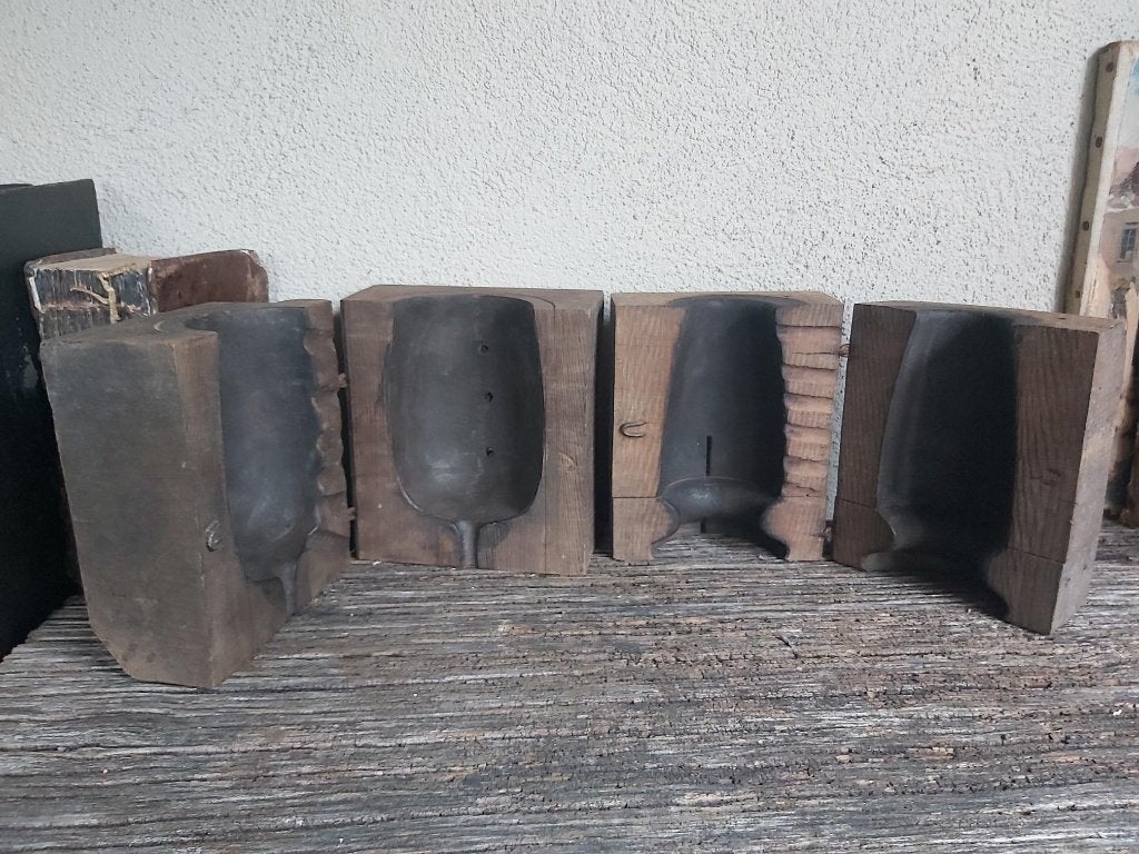 2 oude houten (glasblazers) mallen / gietvormen glas, Ophalen of Verzenden