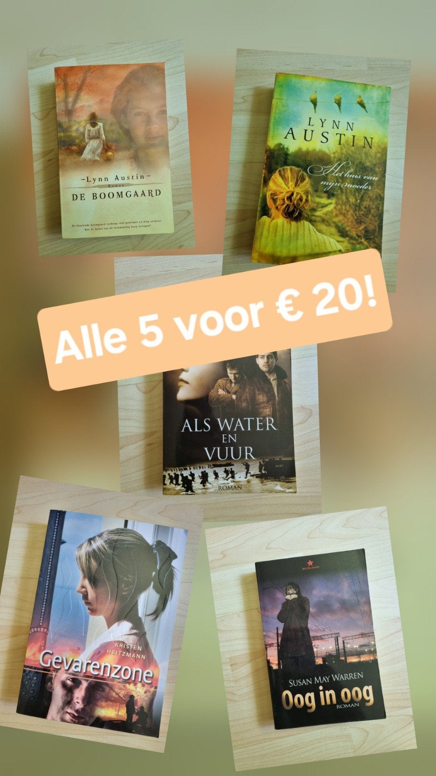 VAKANTIEAANBIEDING: 5 Christelijke Romans voor €20, Boeken, Ophalen of Verzenden, Zo goed als nieuw, Lynn Austin, Kristen Heitzmann, Susan May Warren