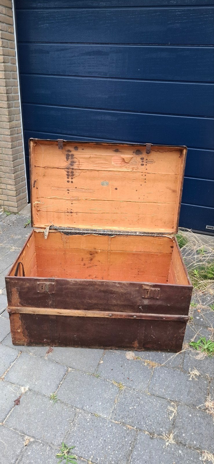vintage houten kist / reiskoffer, Ophalen, 50 – 75, Gebruikt, 50 tot 100 cm