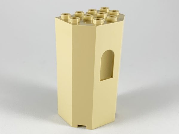 Lego Tan Panel 3 x 4 x 6 Turret Wall with Window, Gebruikt, Overige thema's, Lego, Overige typen
